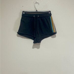 Blue and Black Athletic Shorts with Elastic Waistband